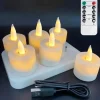 6pcs Rechargeable LED Flameless Candles - Battery Operated Votive Tea Lights for Pumpkin, Valentine's Day, Thanksgiving, and Wedding Decorations