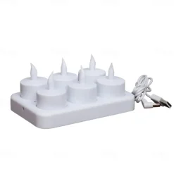6pcs Rechargeable LED Flameless Candles - Battery Operated Votive Tea Lights for Christmas, Valentine's Day, Thanksgiving, and Home Wedding Decorations