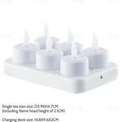 6pcs Rechargeable LED Flameless Candles - Battery Operated Votive Tea Lights for Christmas, Valentine's Day, Thanksgiving, and Home Wedding Decorations