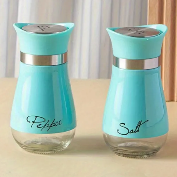 2pcs Refillable Salt & Pepper Shakers Set - Stainless Steel Lid Container for Home, Restaurant, and Picnic - 3.4oz Kitchen Accessories