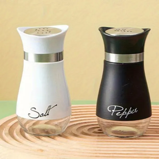 2pcs Refillable Salt & Pepper Shakers Set - Stainless Steel Lid Container for Home, Restaurant, and Picnic - 3.4oz Kitchen Accessories