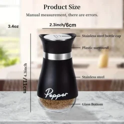 2pcs Refillable Salt & Pepper Shakers Set - Stainless Steel Lid Container for Home, Restaurant, and Picnic - 3.4oz Kitchen Accessories