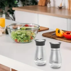 2pcs Refillable Salt & Pepper Shakers Set - Stainless Steel Lid Container for Home, Restaurant, and Picnic - 3.4oz Kitchen Accessories