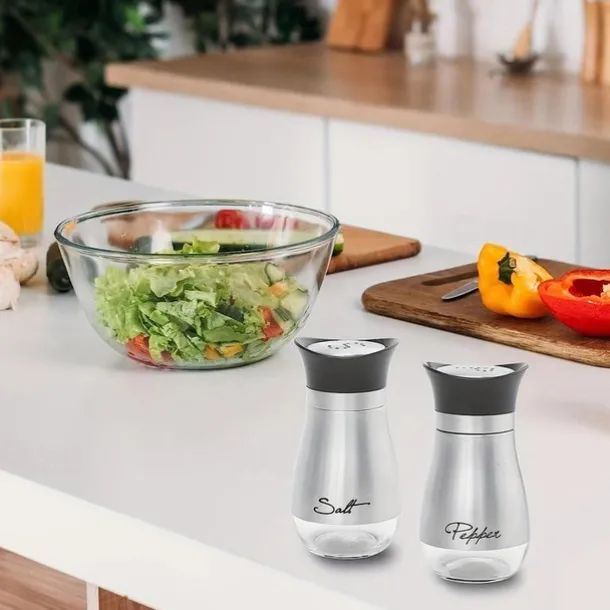 2pcs Refillable Salt & Pepper Shakers Set - Stainless Steel Lid Container for Home, Restaurant, and Picnic - 3.4oz Kitchen Accessories