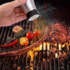 2pcs Refillable Salt & Pepper Shakers Set - Stainless Steel Lid Container for Home, Restaurant, and Picnic - 3.4oz Kitchen Accessories