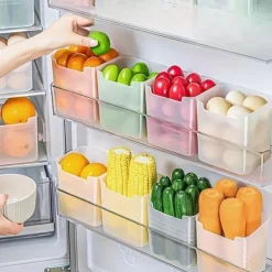6pcs Refrigerator Storage Bins, Portable Transparent Food Storage Box, Large Food Sorting Storage Box, For Refrigerator Side Door And Counter, Kitchen Organizers And Storage, Kitchen Accessories