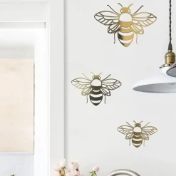 12pcs Removable Honey Bee Wall Stickers for Bedroom, Living Room, Nursery, and Playroom - DIY Decorative Decals for a Buzzing Home