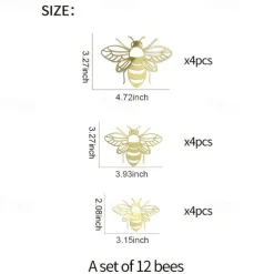 12pcs Removable Honey Bee Wall Stickers for Bedroom, Living Room, Nursery, and Playroom - DIY Decorative Decals for a Buzzing Home