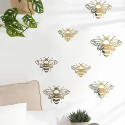 12pcs Removable Honey Bee Wall Stickers for Bedroom, Living Room, Nursery, and Playroom - DIY Decorative Decals for a Buzzing Home