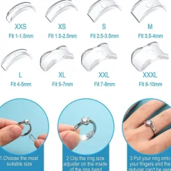 8pcs Ring Re-sizer Kit - Adjustable Ring Sizer Set with Transparent Color - Fits 1-10mm Bands - Comfortable TPU Material for Men & Women