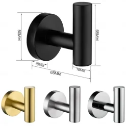 2PCS Robe Hooks Wall Mounted Clothes Hooks 304 Stainless Steel High Bearing Capacity Hooks for Bathroom/Kitchen