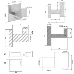 4pcs Robe Hooks Wall Mounted Clothes Hooks Bathroom Towel Hooks 304 Stainless Steel for Bathroom Kitchen