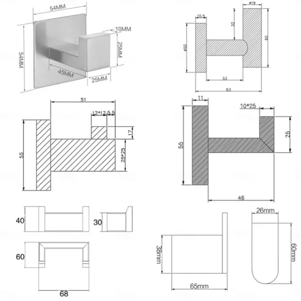 4pcs Robe Hooks Wall Mounted Clothes Hooks Bathroom Towel Hooks 304 Stainless Steel for Bathroom Kitchen