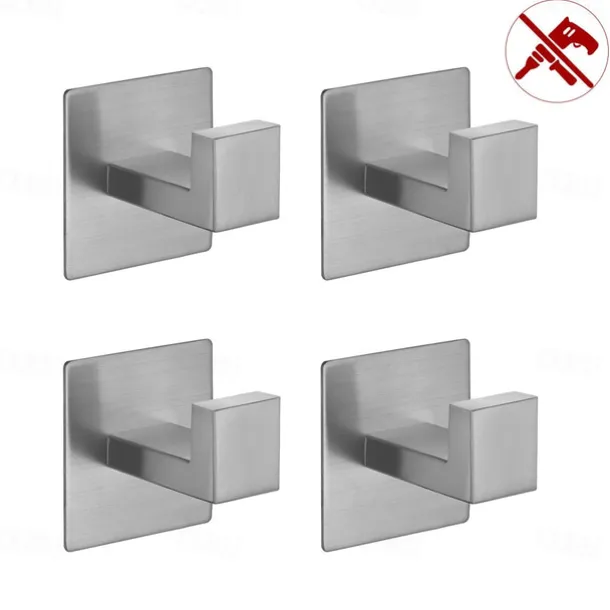 4pcs Robe Hooks Wall Mounted Clothes Hooks Bathroom Towel Hooks 304 Stainless Steel for Bathroom Kitchen