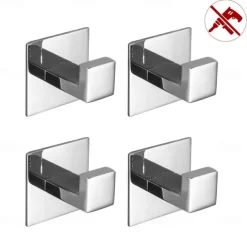4pcs Robe Hooks Wall Mounted Clothes Hooks Bathroom Towel Hooks 304 Stainless Steel for Bathroom Kitchen