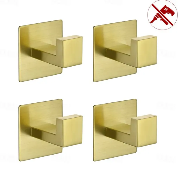 4pcs Robe Hooks Wall Mounted Clothes Hooks Bathroom Towel Hooks 304 Stainless Steel for Bathroom Kitchen