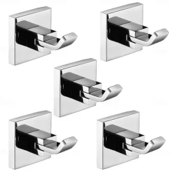 5pcs Robe Hooks,Bathroom Chrome Towel Hooks 304 Stainless Steel Wall Mounted Clothes Hooks For Bathroom/Kitchen