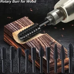 5/10pcs Rotary Burr Rasp Set Carbon Steel Wood Carving File Rasp Drill Bits Fit For Rotary Tools For DIY Woodworking Wood Plastic Carving Polishing Grinding Engraving