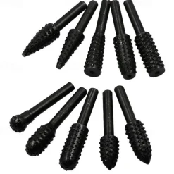 5/10pcs Rotary Burr Rasp Set Carbon Steel Wood Carving File Rasp Drill Bits Fit For Rotary Tools For DIY Woodworking Wood Plastic Carving Polishing Grinding Engraving