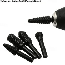 5/10pcs Rotary Burr Rasp Set Carbon Steel Wood Carving File Rasp Drill Bits Fit For Rotary Tools For DIY Woodworking Wood Plastic Carving Polishing Grinding Engraving
