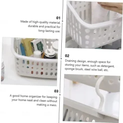 2pcs Rotatable Hook Plastic Hanging Basket - Portable Shower Caddy for Bathroom, Kitchen, and Dormitory Storage, Space-Saving Organizer