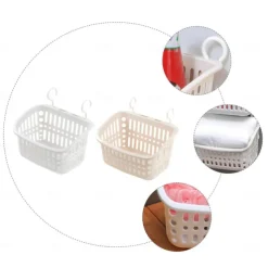 2pcs Rotatable Hook Plastic Hanging Basket - Portable Shower Caddy for Bathroom, Kitchen, and Dormitory Storage, Space-Saving Organizer
