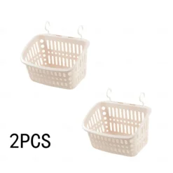2pcs Rotatable Hook Plastic Hanging Basket - Portable Shower Caddy for Bathroom, Kitchen, and Dormitory Storage, Space-Saving Organizer