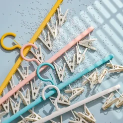 3pcs Rotating Clothes Drying Rack with 8 Clips, Non-Slip, Traceless Socks Hanger for Students' Dormitories, Household Clothes, Underwear, Socks, Ties, Ideal for Wardrobe, Bathroom, Home Organization