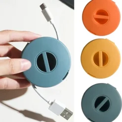 2pcs Round Wire Winder Box Portable Multifunctional Data Cable Storage Case Cable Container USB Charger Holder Wire Management Box