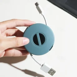 2pcs Round Wire Winder Box Portable Multifunctional Data Cable Storage Case Cable Container USB Charger Holder Wire Management Box
