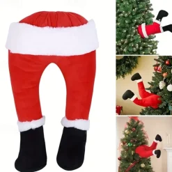 1pcs Santa Prosthetic Leg Dinner Table Decor Christmas Decor Fireplace Decor Xmas Holiday Tree Ornament Inflatable Santa Legs Santa Legs for Chimney Festival Home Decoration Window