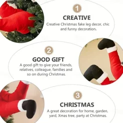 1pcs Santa Prosthetic Leg Dinner Table Decor Christmas Decor Fireplace Decor Xmas Holiday Tree Ornament Inflatable Santa Legs Santa Legs for Chimney Festival Home Decoration Window