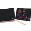 100pcs Scratch Art Rainbow Mini Notes With Wooden Stylus Colorful Scratch Art Mini Notes Colorful Scratch Art DIY Kids Kindergarten Students Doodle Painting Party Gifts