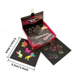 100pcs Scratch Art Rainbow Mini Notes With Wooden Stylus Colorful Scratch Art Mini Notes Colorful Scratch Art DIY Kids Kindergarten Students Doodle Painting Party Gifts