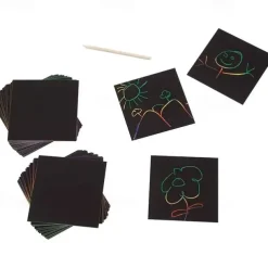 100pcs Scratch Art Rainbow Mini Notes With Wooden Stylus Colorful Scratch Art Mini Notes Colorful Scratch Art DIY Kids Kindergarten Students Doodle Painting Party Gifts