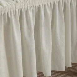 4PCS Seersucker Dining Room Chair Covers Slipcovers with Skirt Stretch Washable Seat Covers Protector, Cream