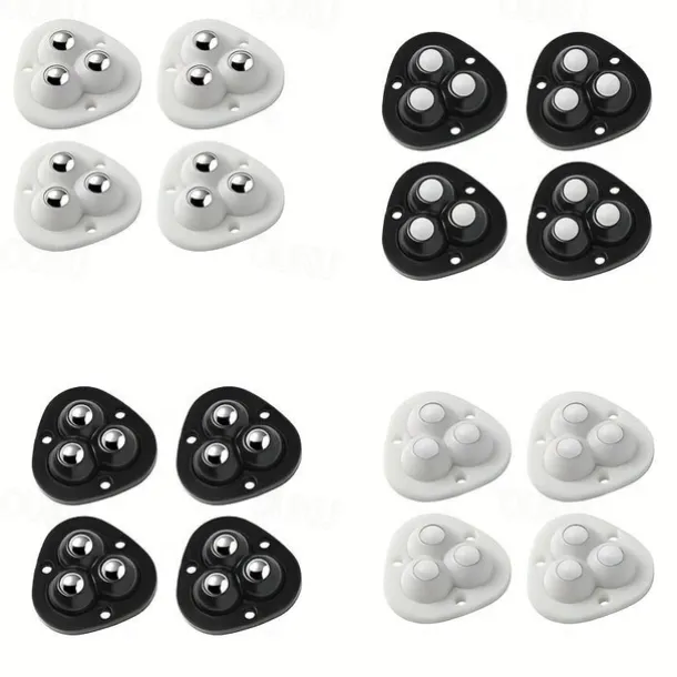 4pcs Self Adhesive Caster Wheels Heavy Duty Swivel Wheels Stainless Steel Paste Universal Wheel 360 Degree Rotation Sticky Pulley For Bins Bottom Storage Box Furniture Trash Can Coffee Table