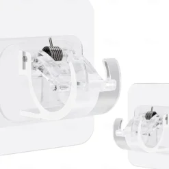 4Pcs Self Adhesive Curtain Rod Bracket Punch-free Curtain Rod Clips Nail-Free Hook Adjustable Shower Curtain Rod Hanging Holder