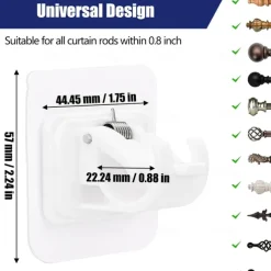 4Pcs Self Adhesive Curtain Rod Bracket Punch-free Curtain Rod Clips Nail-Free Hook Adjustable Shower Curtain Rod Hanging Holder