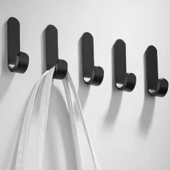 5pcs Self Adhesive Wall Hooks Stainless Steel Towel Hooks No Drilling Wardrobe Hook Self Adhesive Wall Hooks for Hanging Towels, Keys J-Shaped Hook