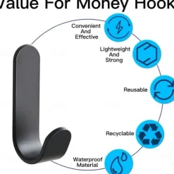 5pcs Self Adhesive Wall Hooks Stainless Steel Towel Hooks No Drilling Wardrobe Hook Self Adhesive Wall Hooks for Hanging Towels, Keys J-Shaped Hook