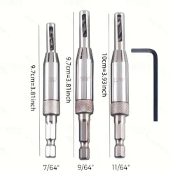 4pcs Self Centering Hinge Drill Bit Set High-speed Steel Woodworking Door Window Hinge Drill Bit Positioning Hole Opener