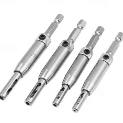4pcs Self Centering Hinge Drill Bit Set High-speed Steel Woodworking Door Window Hinge Drill Bit Positioning Hole Opener