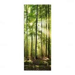 2pcs Self-adhesive Creative Waterproof Green Wood Door Stickers For Living Room Diy Decoration Home Waterproof Wall Stickers 30.3“x78.7“(77x200cm)