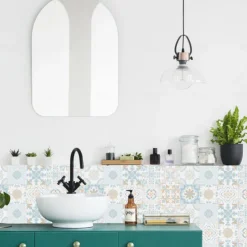 24/48pcs Self-adhesive Wall Stickers Waterproof Fresh Tiles Tile Stickers Waterproof Creative Kitchen Bathroom Living Room