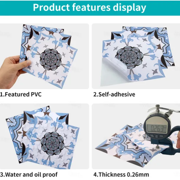 24/48pcs Self-adhesive Wall Stickers Waterproof Fashion Moroccan Tile Stickers Creative Kitchen Bathroom Living Room