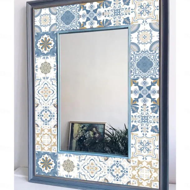 24/48pcs Self-adhesive Wall Stickers Waterproof Fashion Moroccan Tile Stickers Creative Kitchen Bathroom Living Room