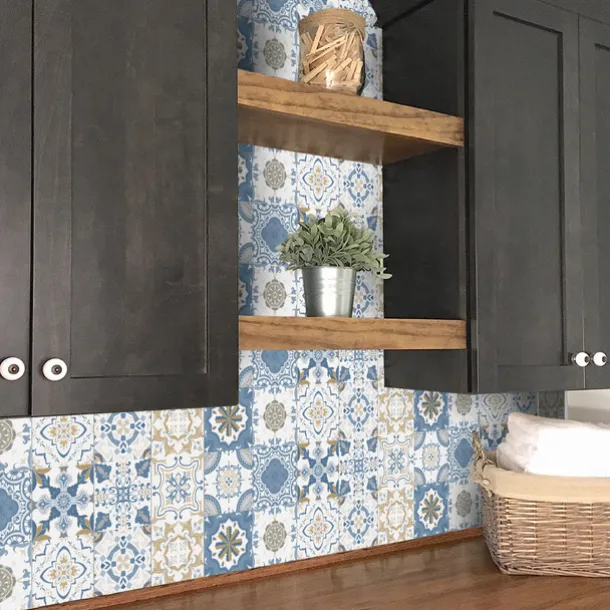 24/48pcs Self-adhesive Wall Stickers Waterproof Fashion Moroccan Tile Stickers Creative Kitchen Bathroom Living Room