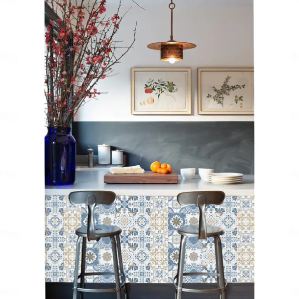 24/48pcs Self-adhesive Wall Stickers Waterproof Fashion Moroccan Tile Stickers Creative Kitchen Bathroom Living Room