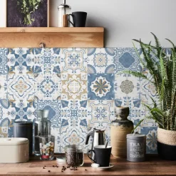 24/48pcs Self-adhesive Wall Stickers Waterproof Fashion Moroccan Tile Stickers Creative Kitchen Bathroom Living Room